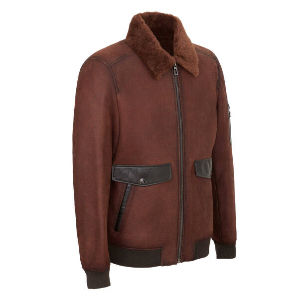 Taba Deri Erkek Deri Mont - E24KKM310597-U4T - Tergan Four Season