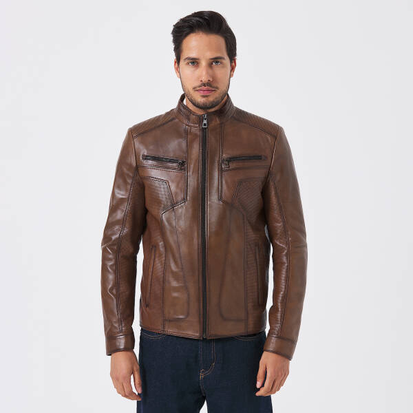 Taba Deri Erkek Deri Mont - E25KDM310601-R46 - 2