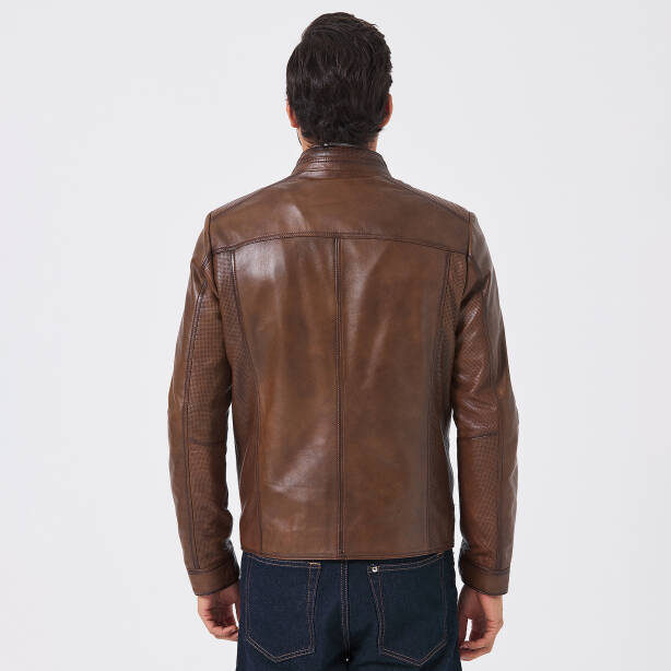 Taba Deri Erkek Deri Mont - E25KDM310601-R46 - Tergan Four Season