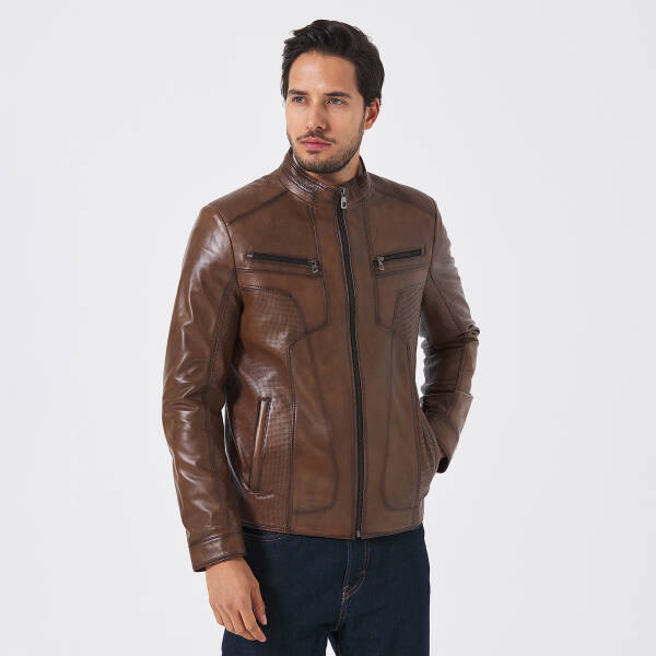 Taba Deri Erkek Deri Mont - E25KDM310601-R46 - 4