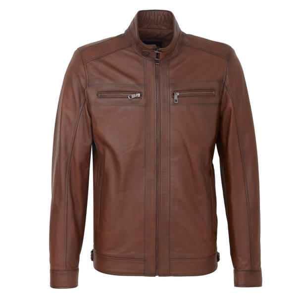 Taba Deri Erkek Deri Mont - E25KDM310604-R46 - Tergan Four Season