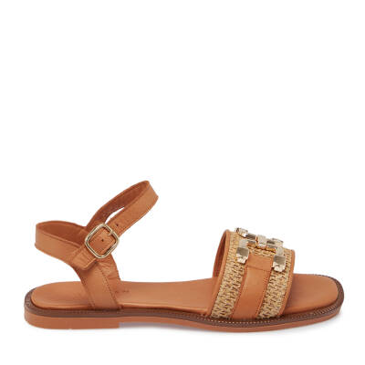 Taba Deri - Hasır Kadın Sandalet - K25Y1SN68109-L8R - 3