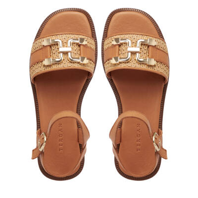 Taba Deri - Hasır Kadın Sandalet - K25Y1SN68109-L8R - 5