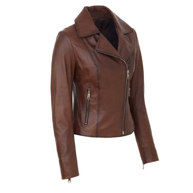 Taba Deri Kadın Deri Biker Mont - K24IDM320437-R46 - 2