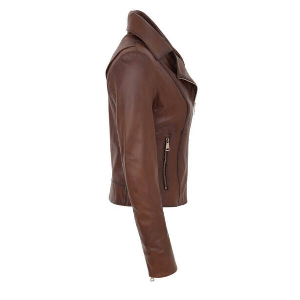 Taba Deri Kadın Deri Biker Mont - K24IDM320437-R46 - 3