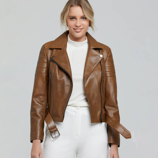 Taba Hakiki Deri Kadın Deri Ceket - K22IDM320251-Q7C - 2