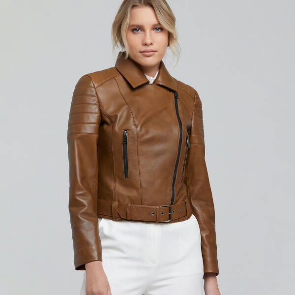 Taba Hakiki Deri Kadın Deri Ceket - K22IDM320251-Q7C - 4