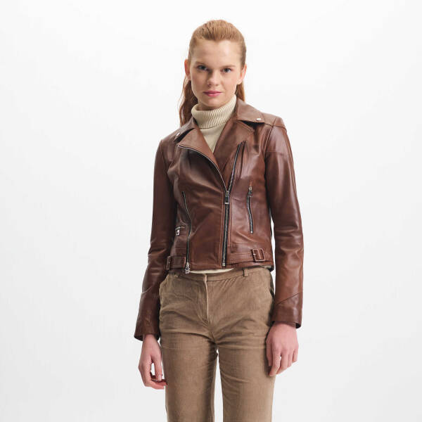 Taba Hakiki Deri Kadın Deri Ceket - K24IDM320433-R46 - 1