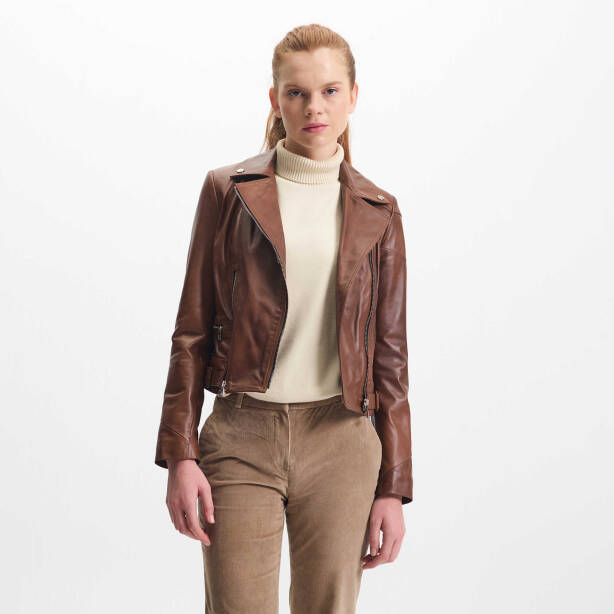 Taba Hakiki Deri Kadın Deri Ceket - K24IDM320433-R46 - 2