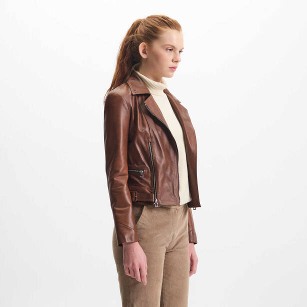 Taba Hakiki Deri Kadın Deri Ceket - K24IDM320433-R46 - 3