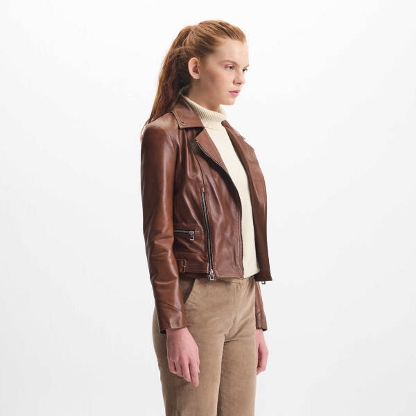 Taba Hakiki Deri Kadın Deri Ceket - K24IDM320433-R46 - 3