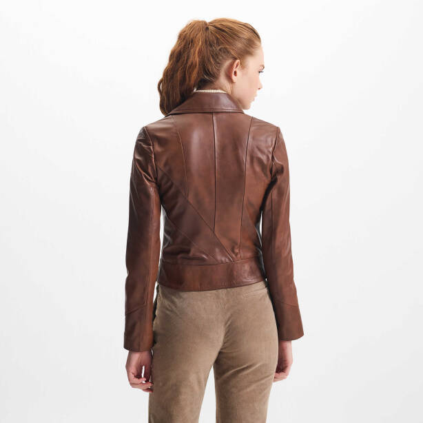 Taba Hakiki Deri Kadın Deri Ceket - K24IDM320433-R46 - 4