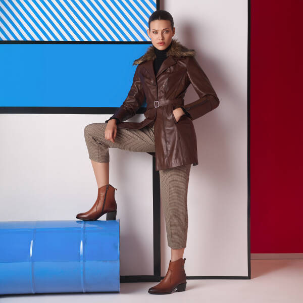 Taba Hakiki Deri Kadın Deri Mont - K25KDM320476-Q7C - 1