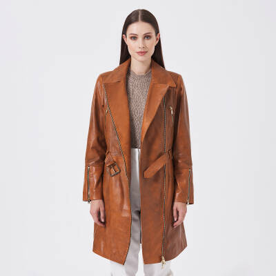 Taba Deri Kadın Deri Trençkot - K23KDM320396-R51 - 4