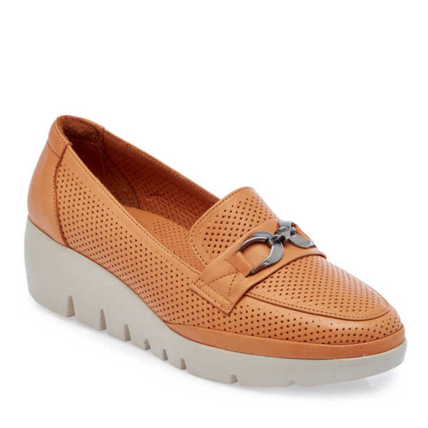 Taba Deri Kadın Dolgu Topuklu Ayakkabı - K24I1AY67105-A29 - 1