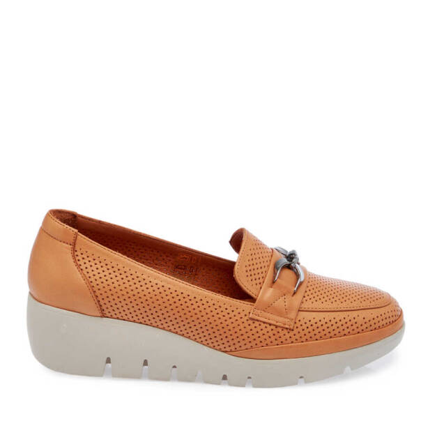 Taba Deri Kadın Dolgu Topuklu Ayakkabı - K24I1AY67105-A29 - 3