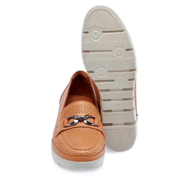 Taba Deri Kadın Dolgu Topuklu Ayakkabı - K24I1AY67105-A29 - 4