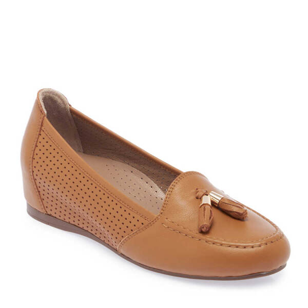 Taba Deri Kadın Dolgu Topuklu Ayakkabı - K24I1AY67303-A29 - 1