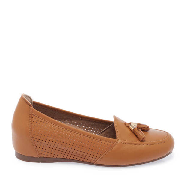 Taba Deri Kadın Dolgu Topuklu Ayakkabı - K24I1AY67303-A29 - Tergan