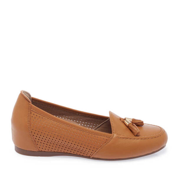 Taba Deri Kadın Dolgu Topuklu Ayakkabı - K24I1AY67303-A29 - 3