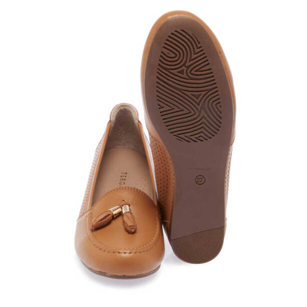 Taba Deri Kadın Dolgu Topuklu Ayakkabı - K24I1AY67303-A29 - Tergan