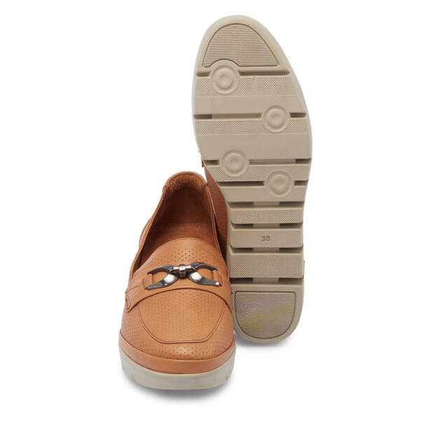 Taba Deri Kadın Dolgu Topuklu Ayakkabı - K25I1AY67845-A29 - Tergan