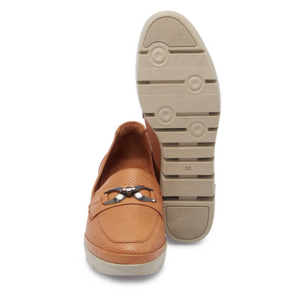 Taba Deri Kadın Dolgu Topuklu Ayakkabı - K25I1AY67845-A29 - 4