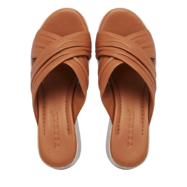 Taba Deri Kadın Terlik - K25Y1TR67775-A29 - Tergan