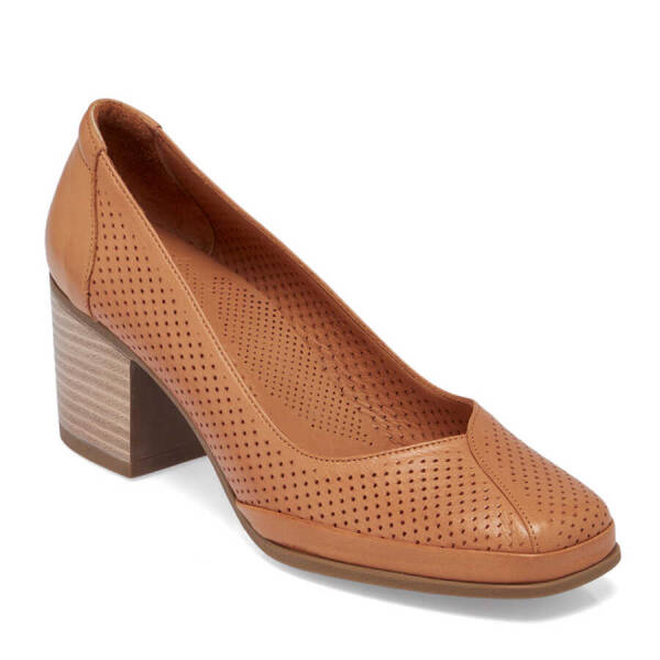 Taba Deri Kadın Topuklu Ayakkabı - K24I1AY67104-A29 - 1