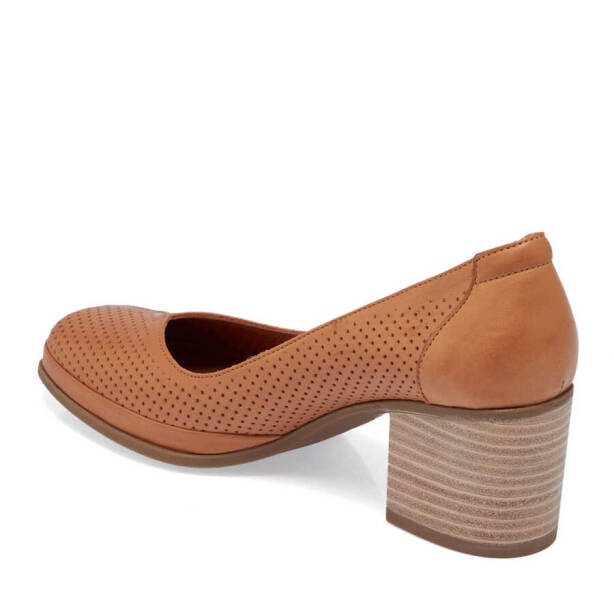 Taba Deri Kadın Topuklu Ayakkabı - K24I1AY67104-A29 - 2