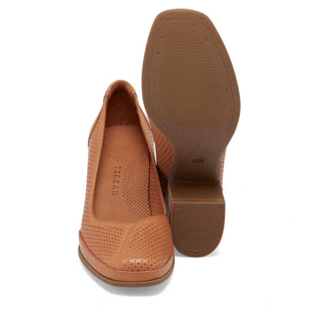 Taba Deri Kadın Topuklu Ayakkabı - K24I1AY67104-A29 - 4