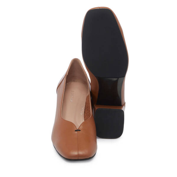 Taba Deri Kadın Topuklu Ayakkabı - K24I1AY67486-A29 - 4