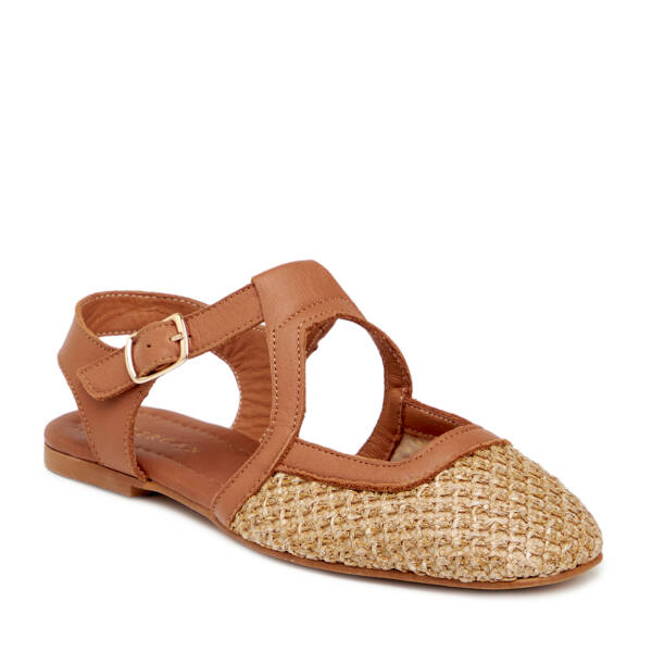 Taba Deri - Tekstil Kadın Sandalet - K25Y1SN68073-A29 - 2