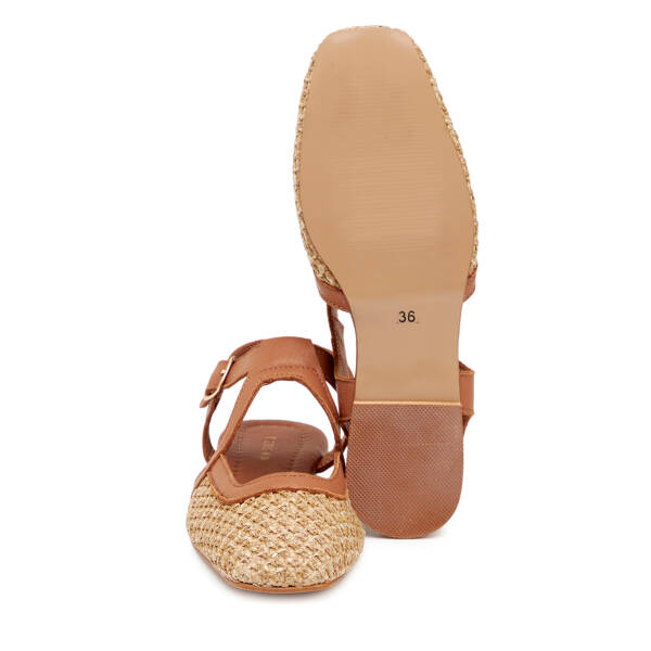 Taba Deri - Tekstil Kadın Sandalet - K25Y1SN68073-A29 - 4