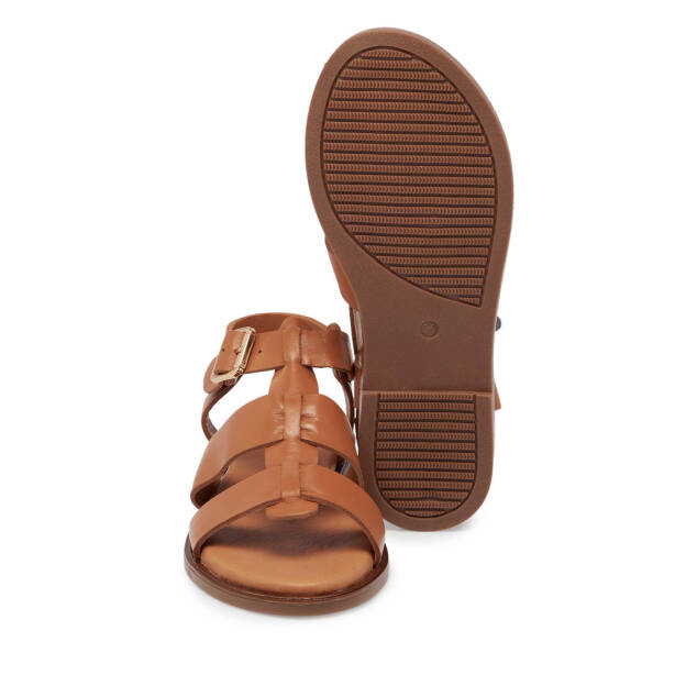 Taba Deri - Tekstil Kadın Sandalet - K25Y1SN68111-L8R - 4