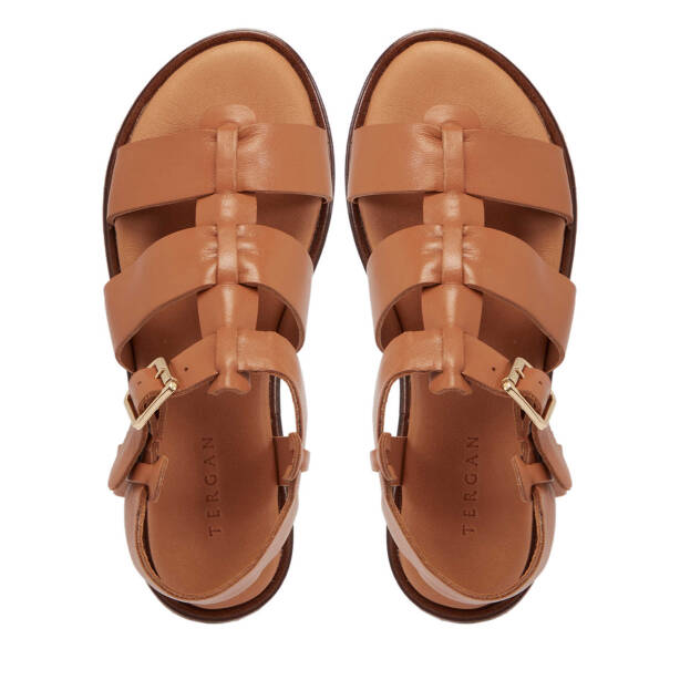 Taba Deri - Tekstil Kadın Sandalet - K25Y1SN68111-L8R - 5