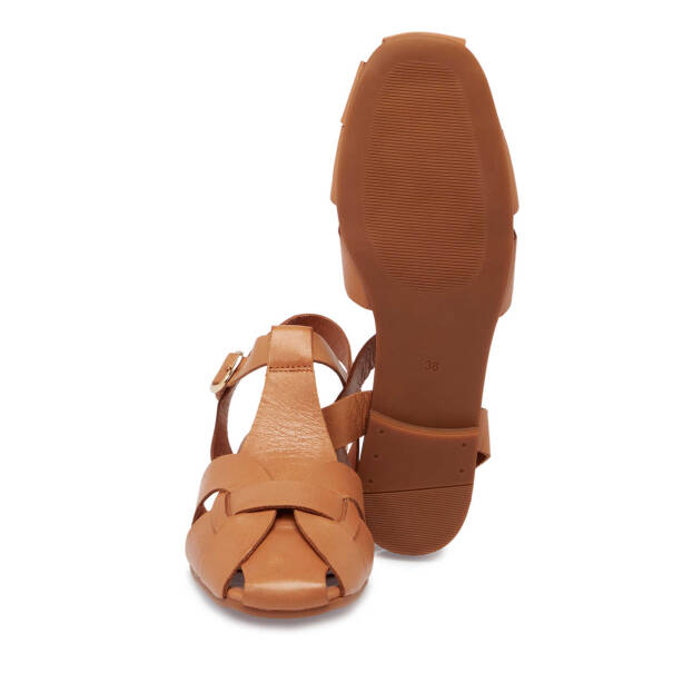 Taba Deri - Tekstil Kadın Sandalet - K25Y1SN68112-L8R - 4