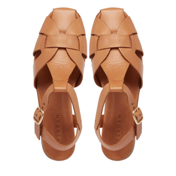 Taba Deri - Tekstil Kadın Sandalet - K25Y1SN68112-L8R - 5