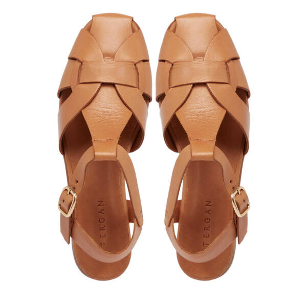 Taba Deri - Tekstil Kadın Sandalet - K25Y1SN68112-L8R - 5