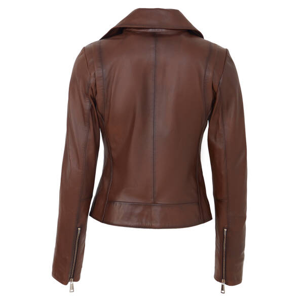 Taba Hakiki Deri Kadın Deri Biker Mont - K26KDM320503-R46 - 4