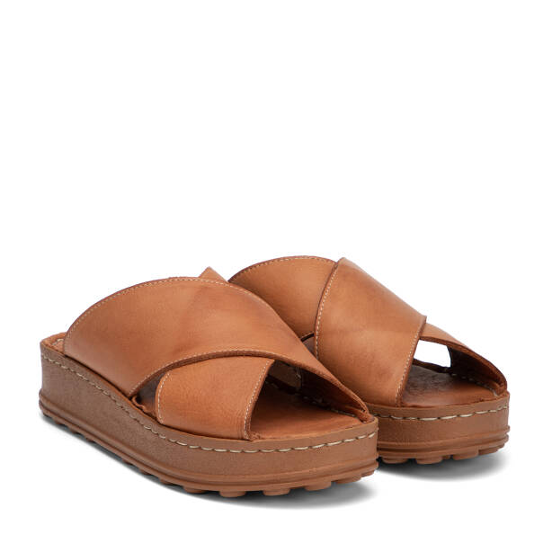 Taba Hakiki Deri Kadın Terlik - K4METR068706-L8R - Tergan Four Season