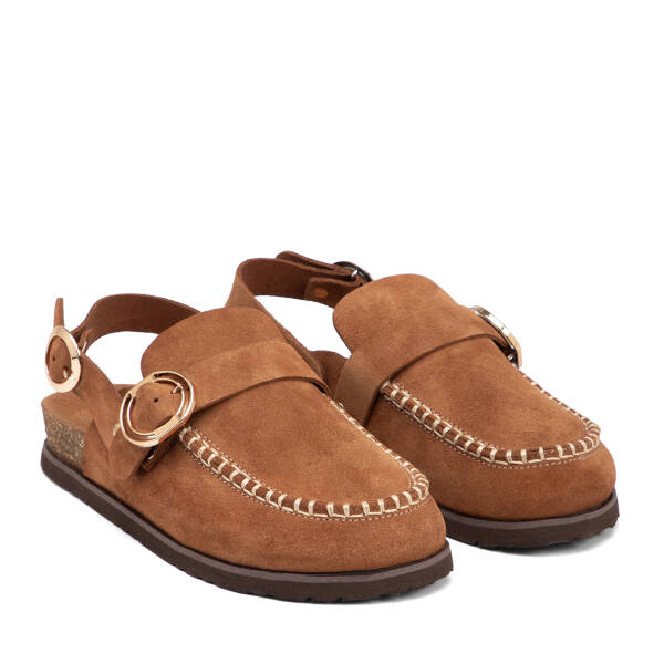 Taba Hakiki Süet Deri Kadın Sandalet - K26Y1SN68618-K59 - 2