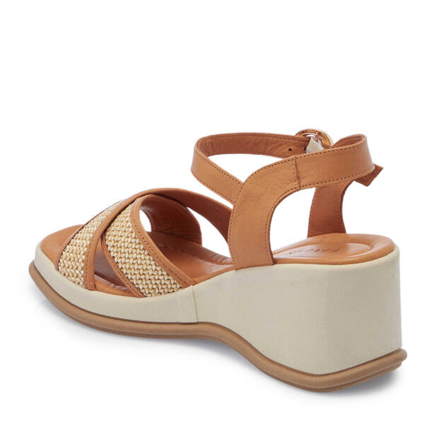 Taba Hasır - Deri Kadın Sandalet - K25Y1SN68055-A29 - 3
