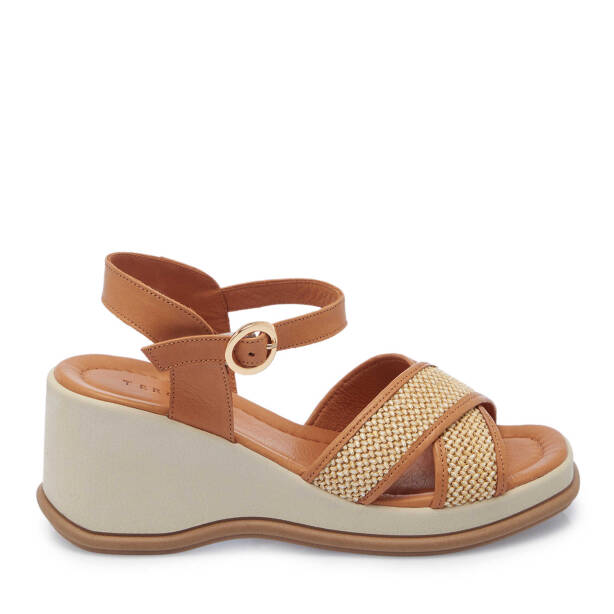 Taba Hasır - Deri Kadın Sandalet - K25Y1SN68055-A29 