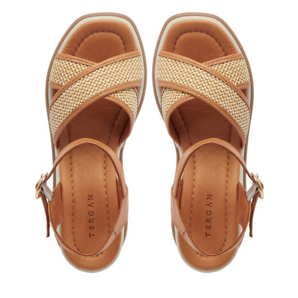 Taba Hasır - Deri Kadın Sandalet - K25Y1SN68055-A29 - 5