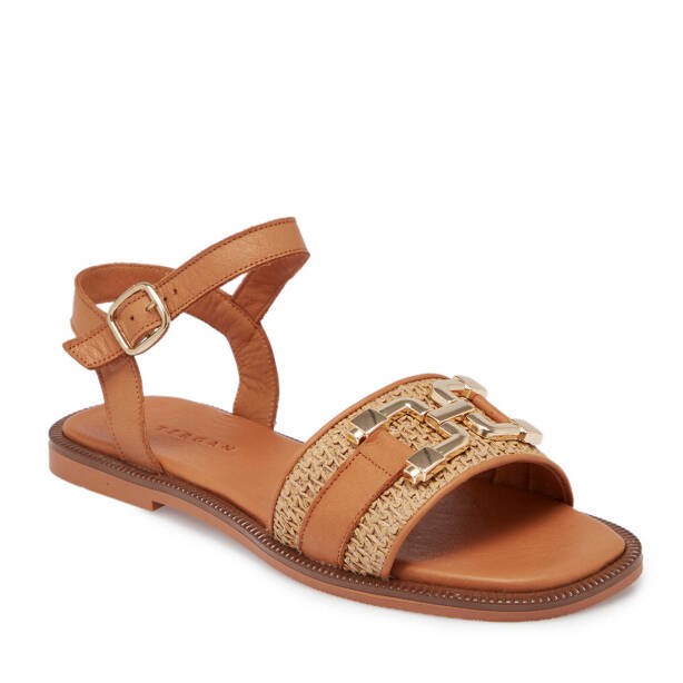 Taba Hasır - Hakiki Deri Kadın Sandalet - K25Y1SN68109-L8R - 1