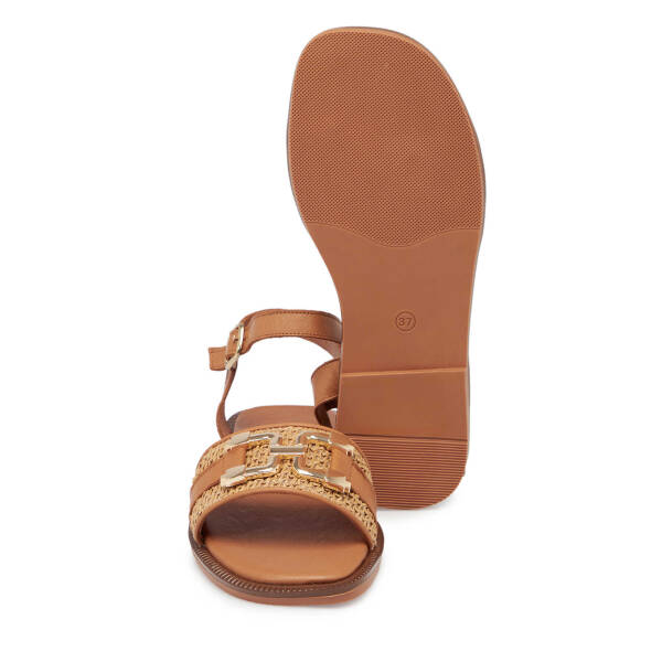 Taba Hasır - Hakiki Deri Kadın Sandalet - K25Y1SN68109-L8R - 4