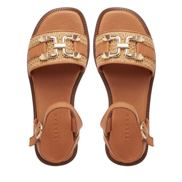 Taba Hasır - Hakiki Deri Kadın Sandalet - K25Y1SN68109-L8R - 5