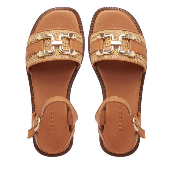 Taba Hasır - Hakiki Deri Kadın Sandalet - K25Y1SN68109-L8R - 5