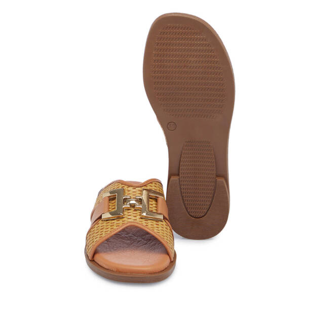 Taba Hasır - Deri Kadın Terlik - K25Y1TR67962-L8R - 4
